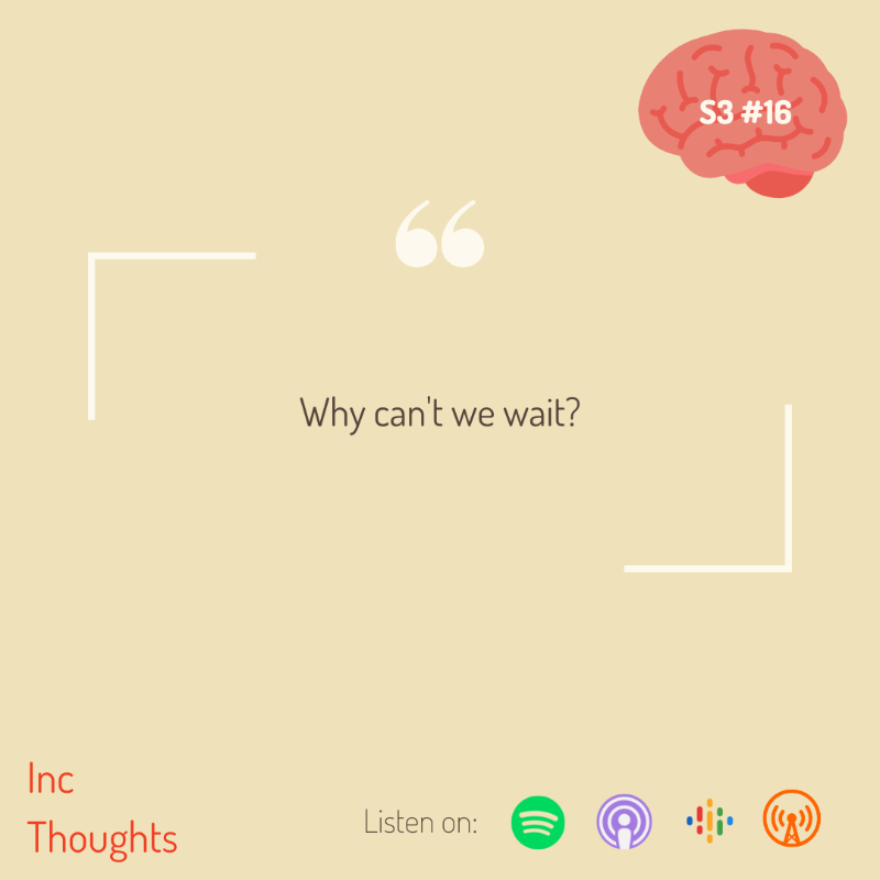 incthoughtspod's tweet photo. We live in a world of instant gratification now. Are we losing the art of patience? Listen to our latest episode as we dive deep into the topic.
#incthoughts #incthoughtspod #podcast #spotify #applepodcats #googlepodcats #whycantwewait #patience #instant #gratification #time https://t.co/Je9vuUAPZv