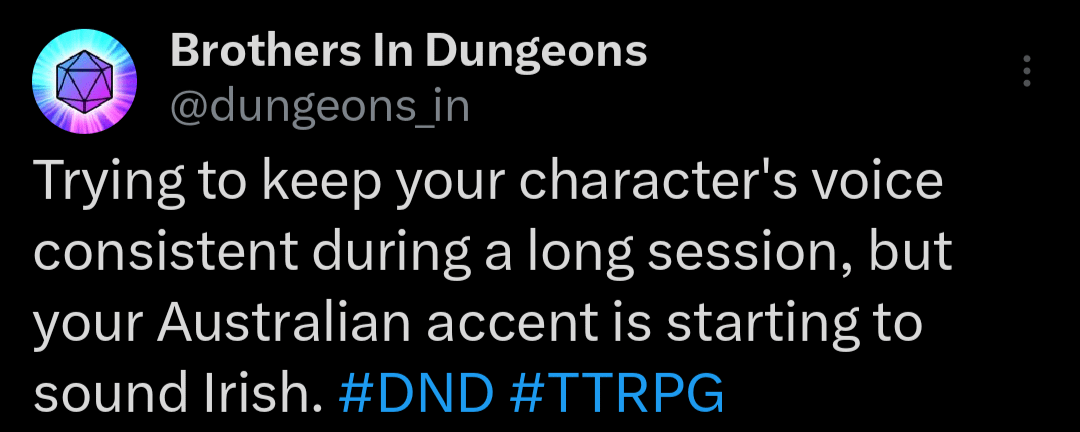 MemesDnd's tweet photo. accents are hard
🧙🏻‍♂️⚔️🐉
made by: Brothersindungeons
#dungeonsanddragons #rpg #criticalrole https://t.co/jXSnZgxnfu