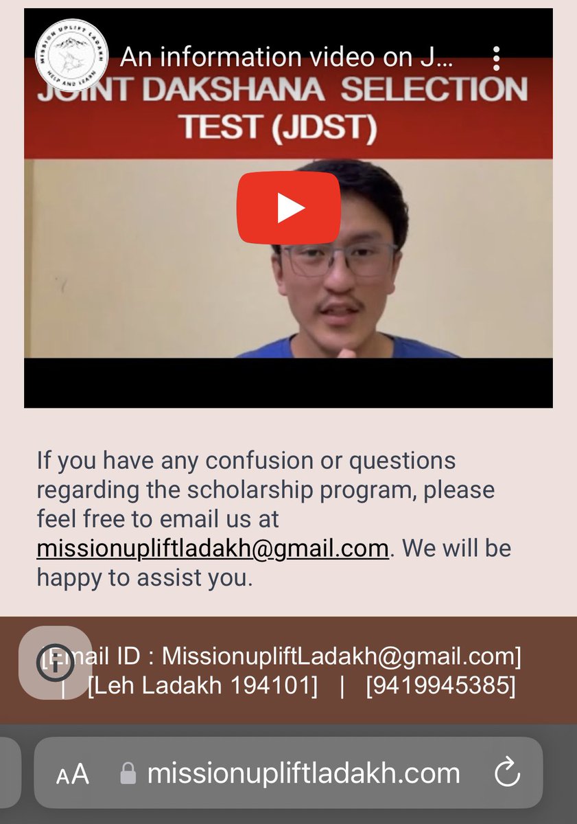 MissionUpliftLadakh (@ladakhmission) on Twitter photo Check our website Missionupliftladakh.com for full details of this scholarships scheme. If you have any confusion or questions regarding the scholarship program, please feel free to email us at missionupliftladakh@gmail.com. We will be happy to assist you. #missionupliftladakh Check our website Missionupliftladakh.com for full details of this scholarships scheme. If you have any confusion or questions regarding the scholarship program, please feel free to email us at missionupliftladakh@gmail.com. We will be happy to assist you. #missionupliftladakh