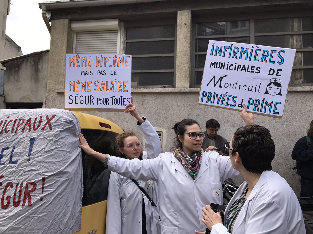 AdelineCerutti's tweet photo. Accueil de @FrcsBraun #Montreuil centre de santé privé, le public est exsangue, « sauvez l’hôpital public ! » #Casserolade https://t.co/oXuMDpbbqI