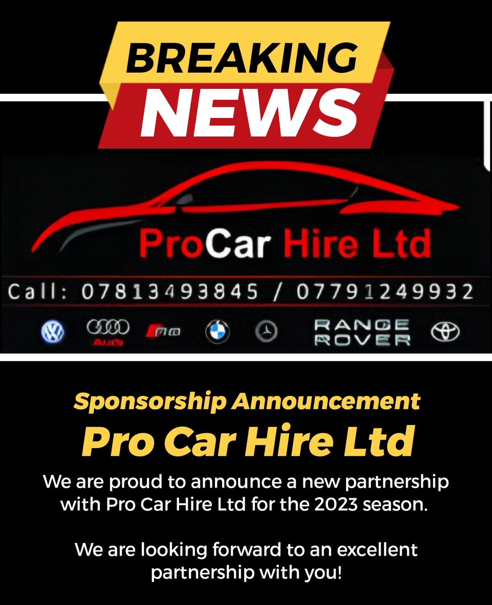 HanfordCricket's tweet photo. 🤝SPONSORSHIP ANNOUNCEMENT 🤝

We are delighted to announce that Pro Car Hire Ltd have agreed to become a club sponsor of Hanford Cricket Club for the 2023 season.

https://t.co/kEmuWt2kRl

Pro Care Hire Ltd specialise in accident management and replacement vehicles.

#UpTheFord https://t.co/tPVVhfG1jl