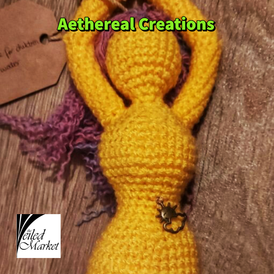 Goddess Poppets from £18 + postage - Every one of these crocheted Goddesses are hand made with a specific magical intention in mind. I incorporate colour magic, crystals and herbs in each poppet, giving each one inner power ready to go.
veiledmarket.com/product/goddes…
#MHHSBD #witchcraft
