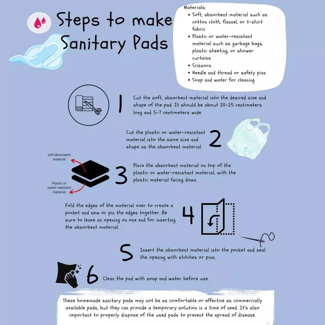 HerIsudan's tweet photo. With the ongoing war and the scarcity of life supporting supplies the scarcity of sanitary pads is a huge issue the needs attention. So incase sanitary pads are unavailable to you here's a way to make one at home. Please stay safe and stay healthy. https://t.co/Aa7KF5WRma