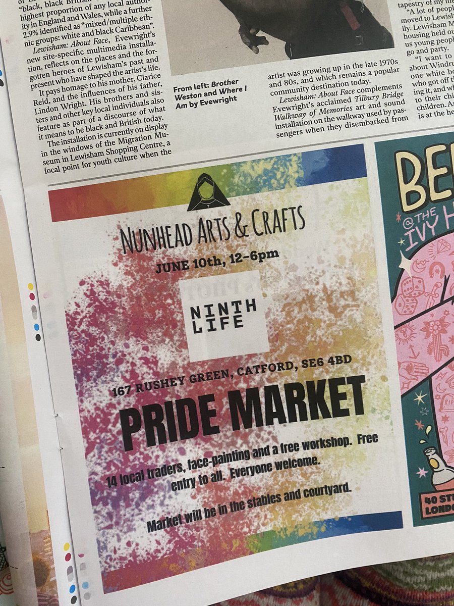 Our lovely, local <a href="/lewishamledger/">THE LEWISHAM LEDGER</a> came out yesterday and guess whose got an ad in there for our sure-to-be-awesome pride market!  10 June <a href="/ninthlifepub/">ninthlifepub</a>!
