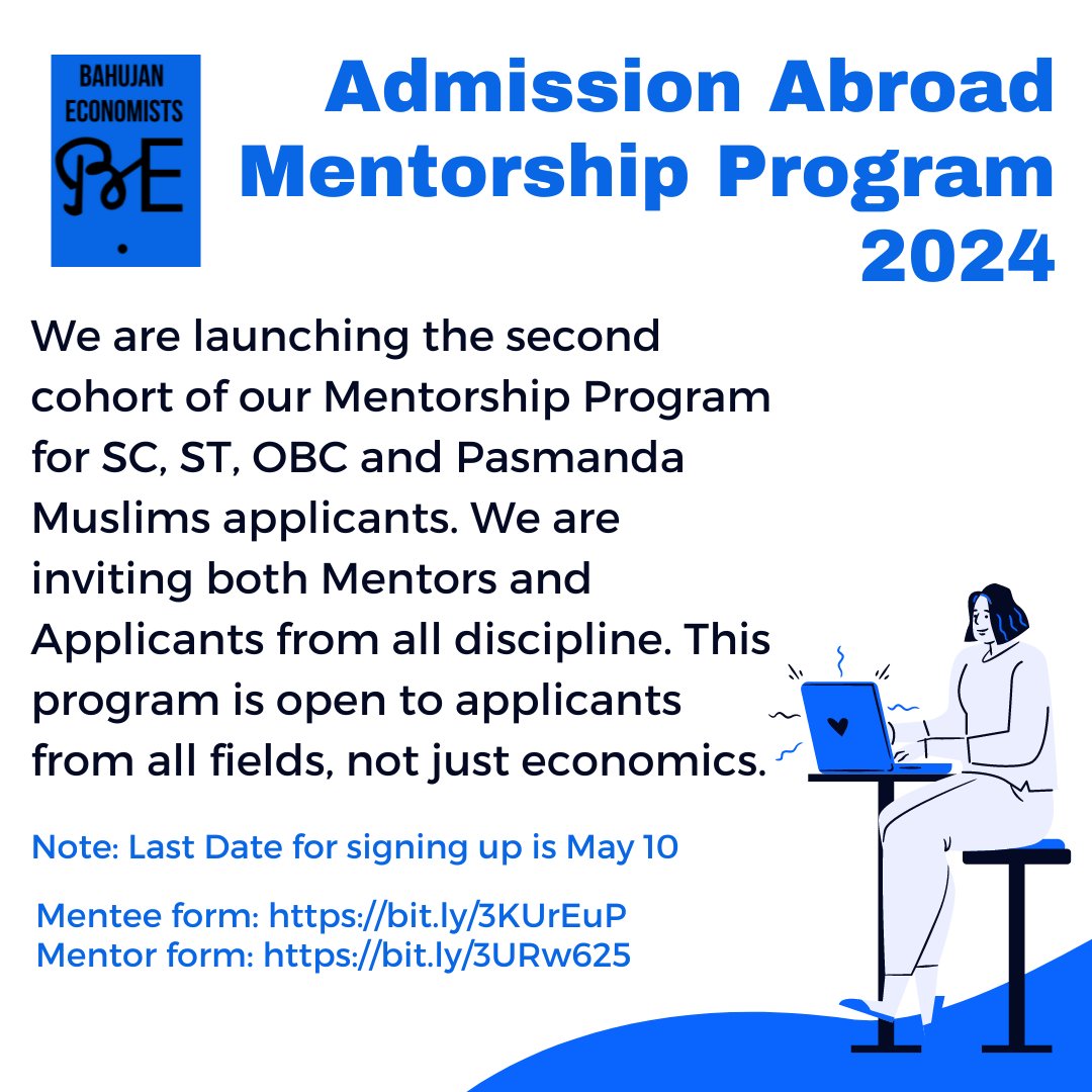 📢If you are a Bahujan student interested in applying to a Masters or PhD abroad, we can help you connect to a mentor who will help you through all the stages of the application. 

Apply here: bit.ly/3KUrEuP