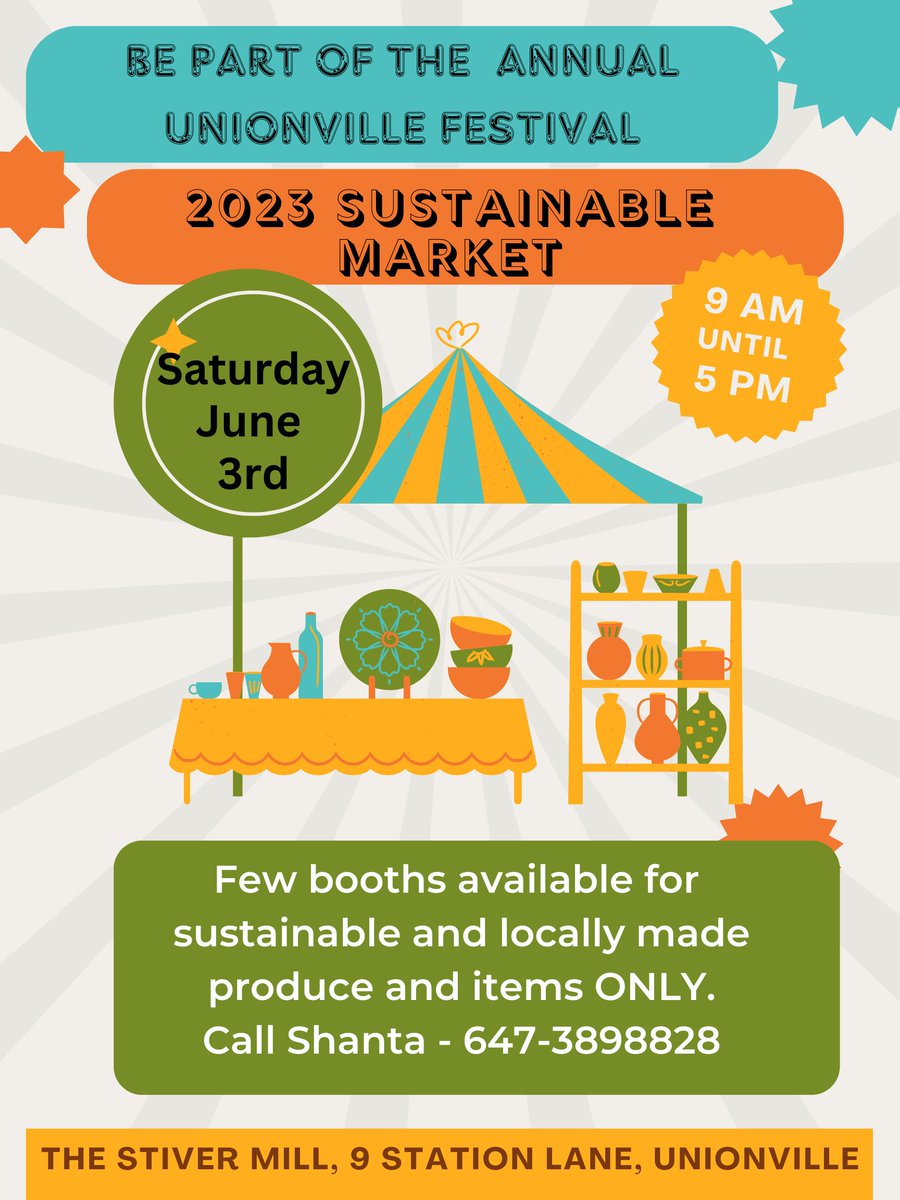 lifeisgreat888's tweet image. We have few booths left. If you would like to be a part of the Unionville Festival 2023 and sell and showcase your sustainable products to thousands of visitors, this is the space to be in. #Sustainability #fashion #unionville #thrifting