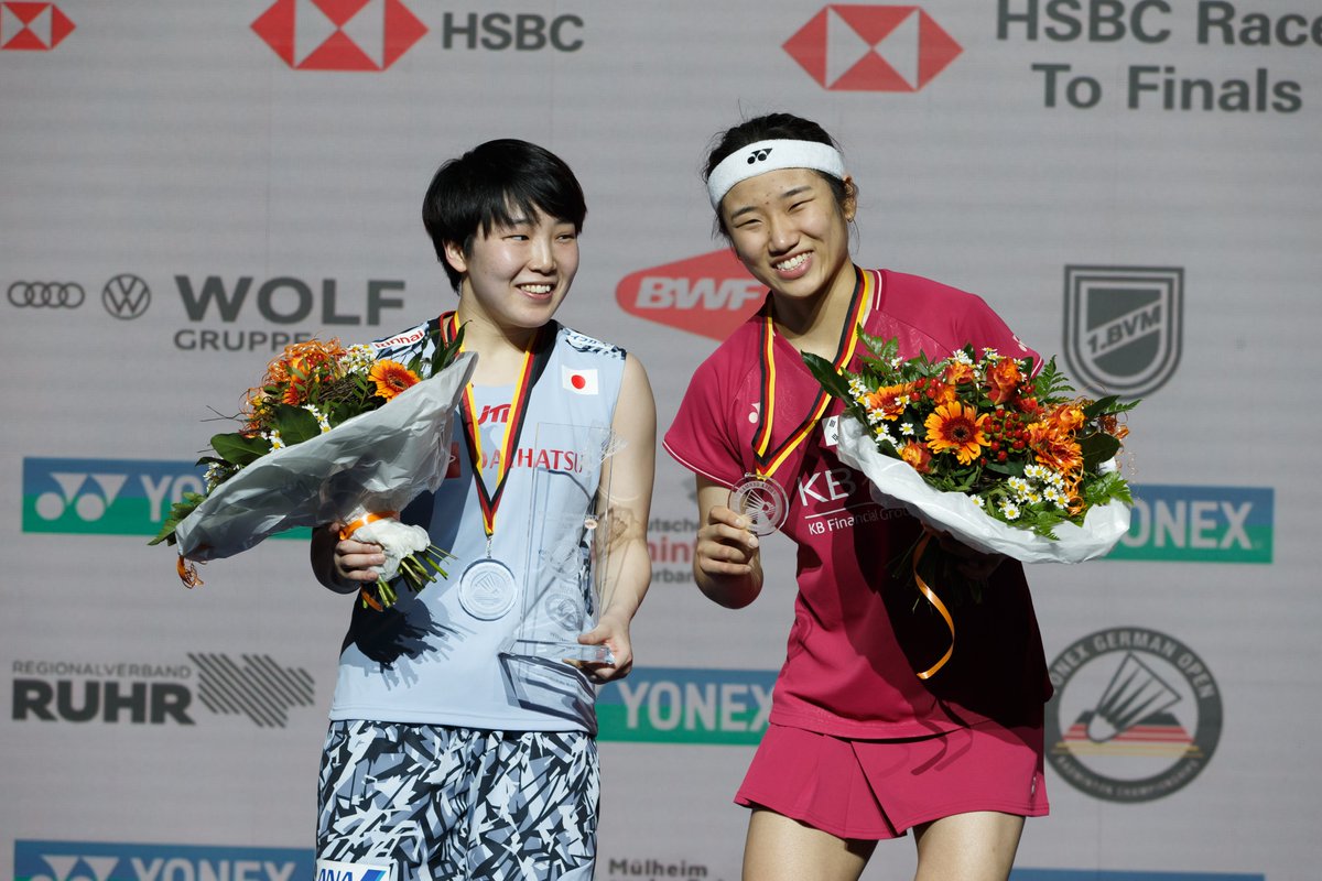 bwfmedia's tweet image. The European leg of the #BWFWorldTour is behind us and a🆕cover photo is needed!

Help us decide.

𝘾𝙝𝙤𝙞𝙘𝙚 1: Akane Yamaguchi 🇯🇵 and 🇰🇷 An Se Young sharing a moment on #GermanOpen2023 podium.