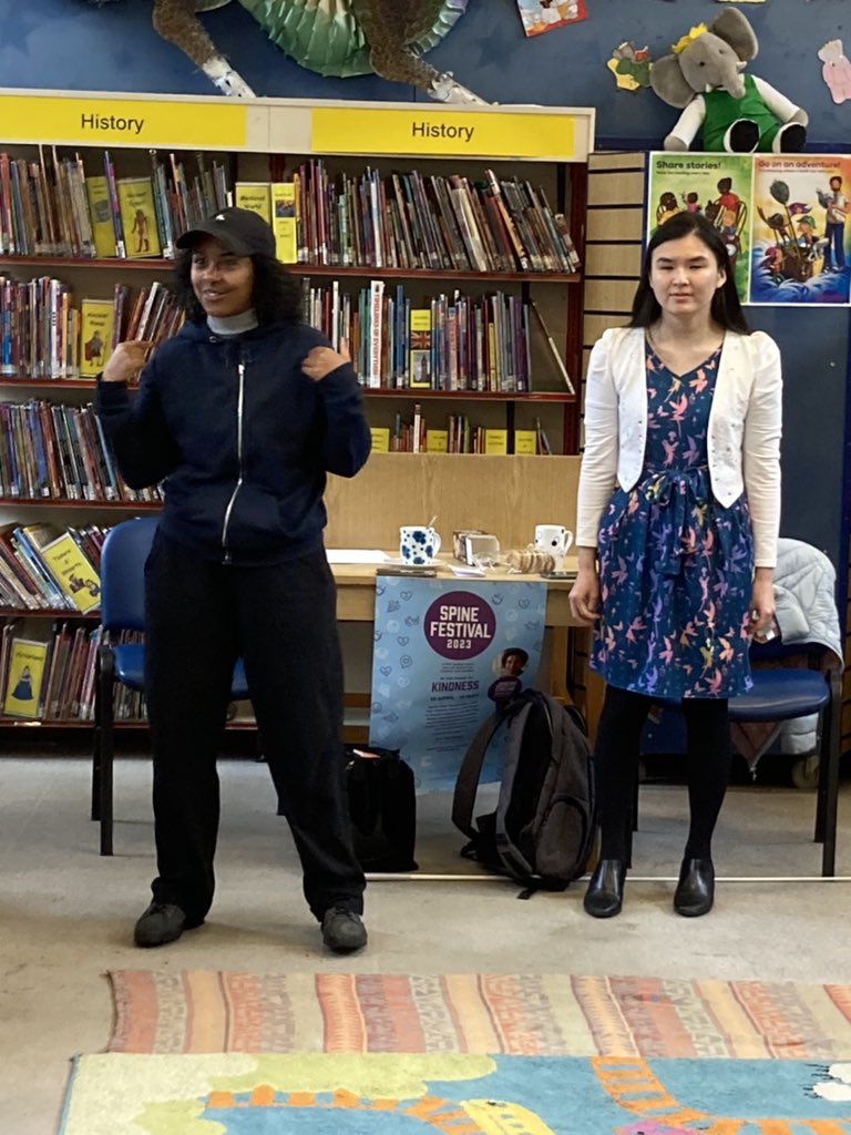 BromLibraries's tweet photo. Brilliant #SpineFestival event with Authors in Residence Jasmin &amp; Elsa &amp; Sphinx Yr5 class from @WorsleyBridge at #BeckenhamLibrary this morning! Wonderful poems were created &amp; freeze frames performed. Thanks to all! @jasmin_thien @ApplesAndSnakes @LBofBromley @Better_UK https://t.co/ew8bHP5qgt