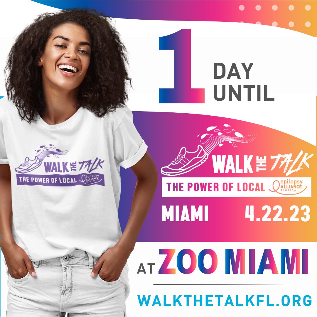 EpilepsyAFLA's tweet photo. ⭐Walk the Talk for #epilepsy at @zoomiami TOMORROW!
Registration is still available on the day of the walk.
🕗 Registration starts - 7:30AM
🕘 Walk starts - 8:30AM
📍Zoo Miami
12400 SW 152nd St, Miami, FL 33177
#walkthetalk2023 #miami #zoomiami https://t.co/gIODAEV855