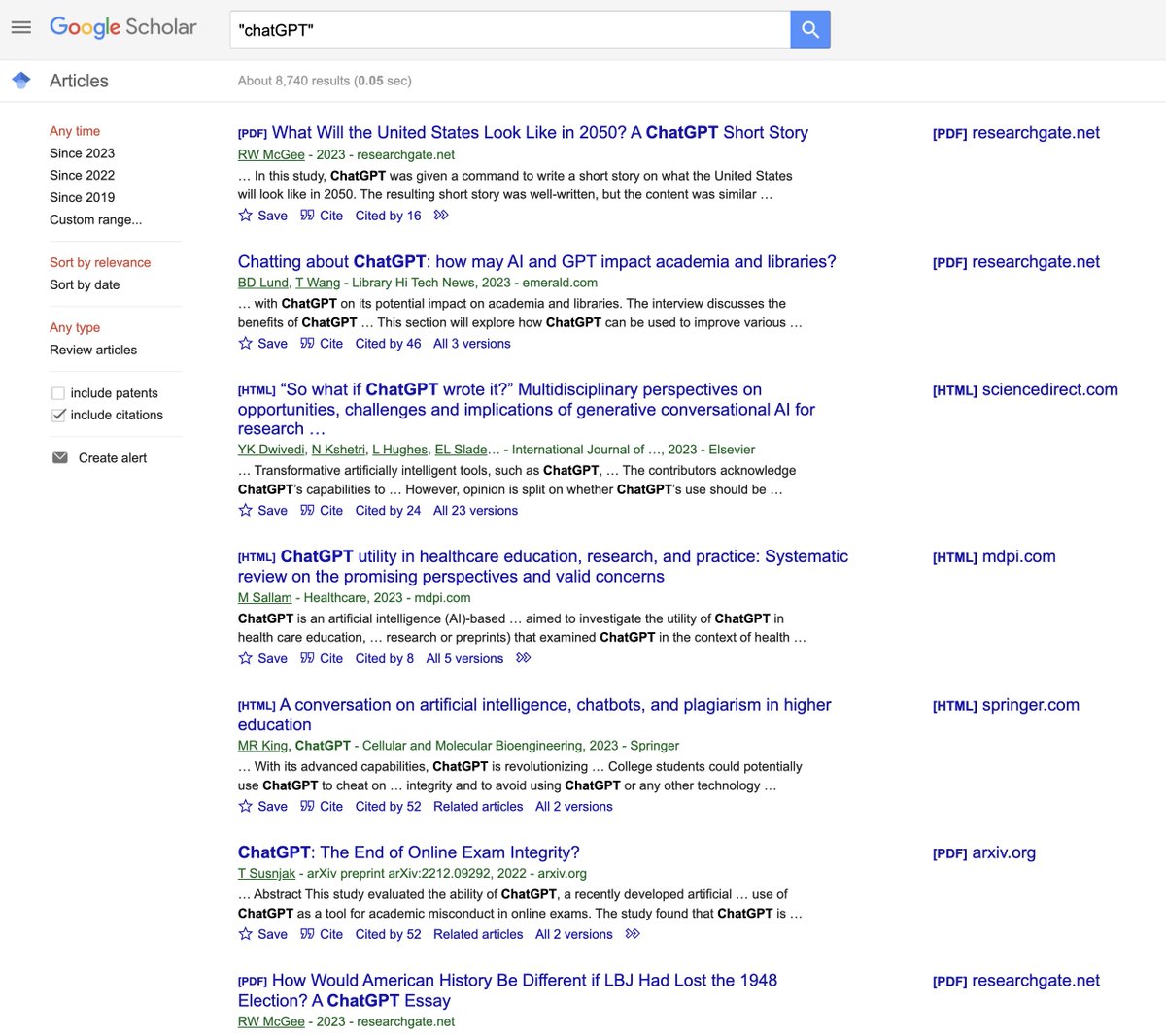 TeacherToolkit's tweet photo. There are only 8,000+ academic references to #ChatGPT despite over 100 million people using it in the last 6 months!
https://t.co/OHpSagFNIv
#EdDchat #PhDchat https://t.co/ZYVeerVLeC