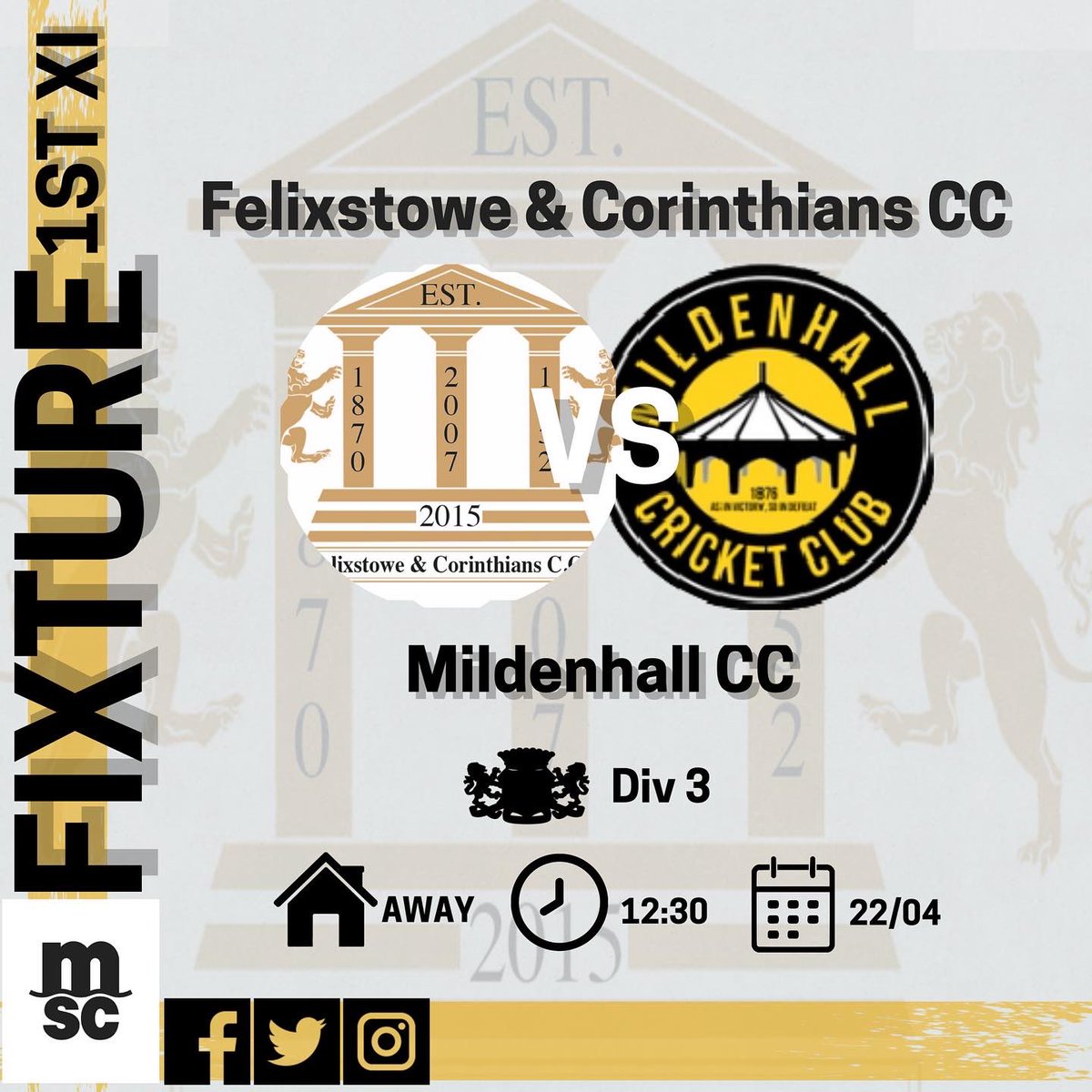 CCFelixstowe's tweet photo. After the total wash out of last weekends season opening games the 1’s &amp; 2’s look to kick off their seasons tomorrow.

1st XI: 🅰️ vs  @MildenhallCrick 
2nd XI: 🏡vs @MildenhallCrick https://t.co/RvfrAlHAI7