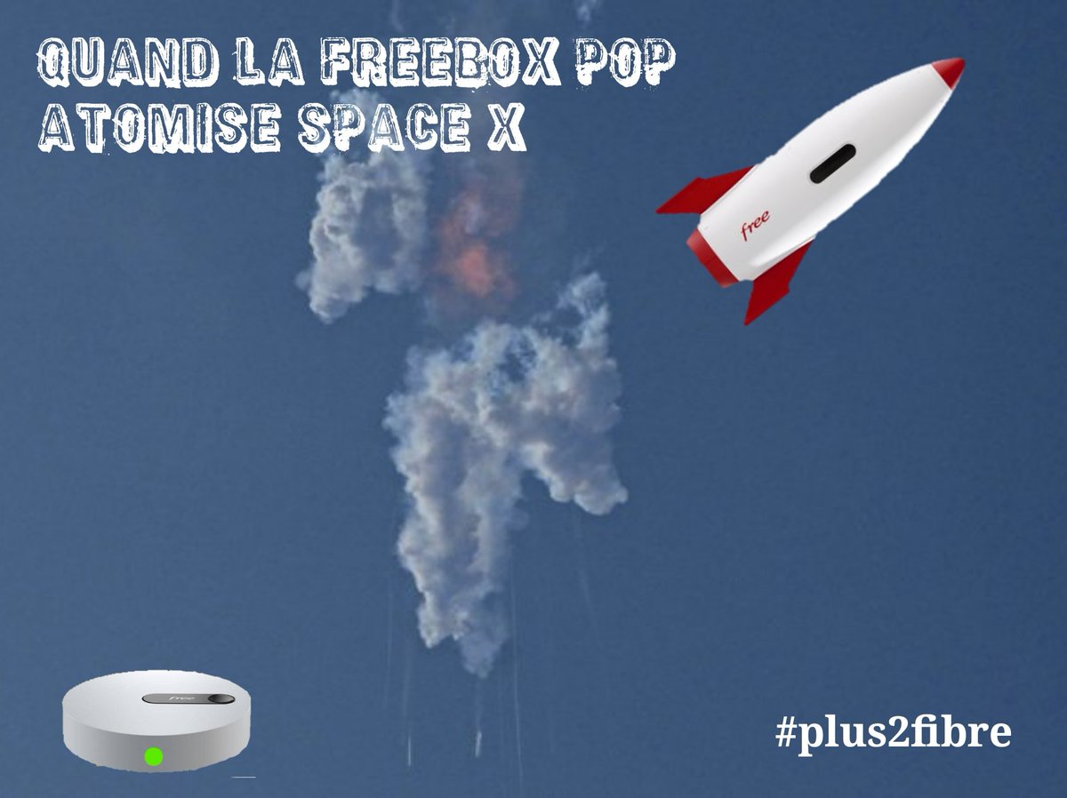 plus2fibre's tweet photo. 21/04/2023 : selon les astronomes, l'explosion de la fusée Space X fait suite au passage du technicien @freebox au domicile de @plus2fibre ! https://t.co/tAH0cWxdb3
