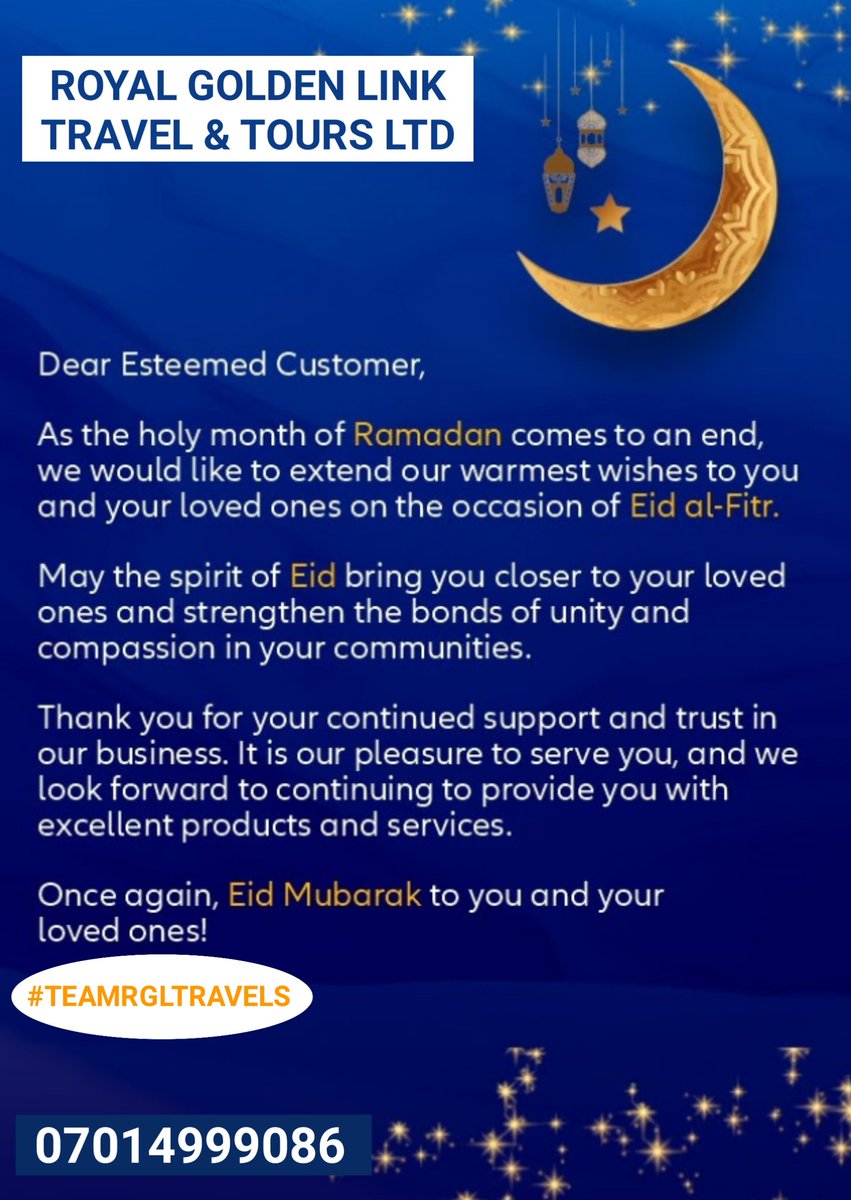 Morens222's tweet photo. Happy Eid Al-Fitr to all our customers and friends both in Nigeria and Abroad... Just want you to know that we grow together...Continue to enjoy your day. https://t.co/EO7J6m3XKG