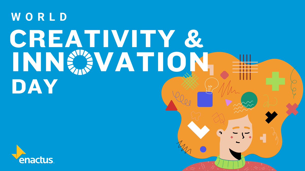 enactus's tweet photo. Today is #WorldCreativityandInnovationDay! 🎨💡 The world is invite to embrace the idea that innovation is essential for harnessing the economic potential of nations. Innovation, creativity, &amp; mass entrepreneurship can provide new momentum towards achieving the SDGs. #WCID https://t.co/lHHUCRXfg9