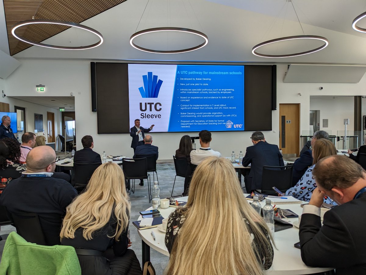 Marshall_Skills's tweet photo. Simon Connell, Chief Executive of the Baker Dearing Trust, speaks at the #MarshallSkillsSummit on the potential of university technical colleges (UTCs) to help provide pathways for young people to enter the aviation and engineering sectors. https://t.co/3ep8cH8Zn7