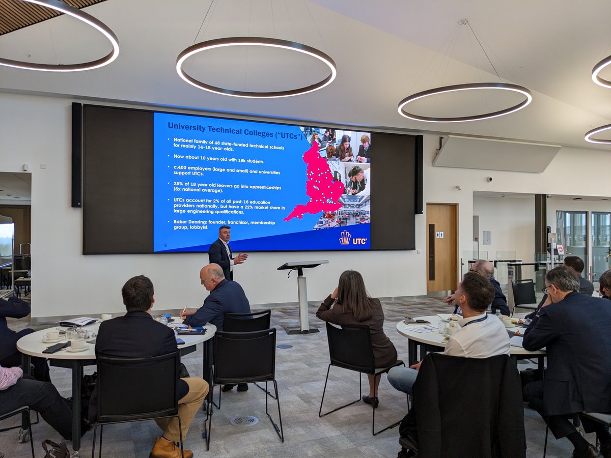 Marshall_Skills's tweet photo. Simon Connell, Chief Executive of the Baker Dearing Trust, speaks at the #MarshallSkillsSummit on the potential of university technical colleges (UTCs) to help provide pathways for young people to enter the aviation and engineering sectors. https://t.co/3ep8cH8Zn7