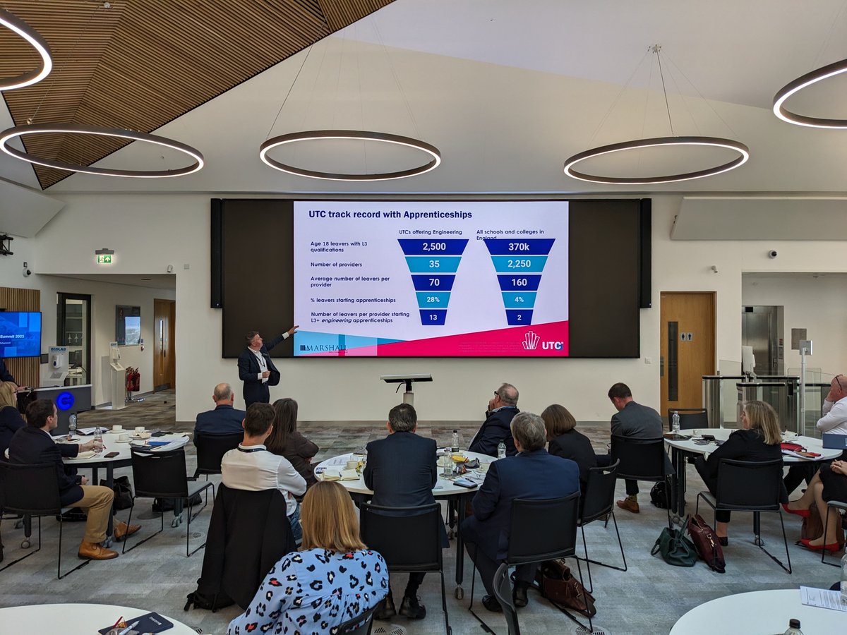 Marshall_Skills's tweet photo. Simon Connell, Chief Executive of the Baker Dearing Trust, speaks at the #MarshallSkillsSummit on the potential of university technical colleges (UTCs) to help provide pathways for young people to enter the aviation and engineering sectors. https://t.co/3ep8cH8Zn7