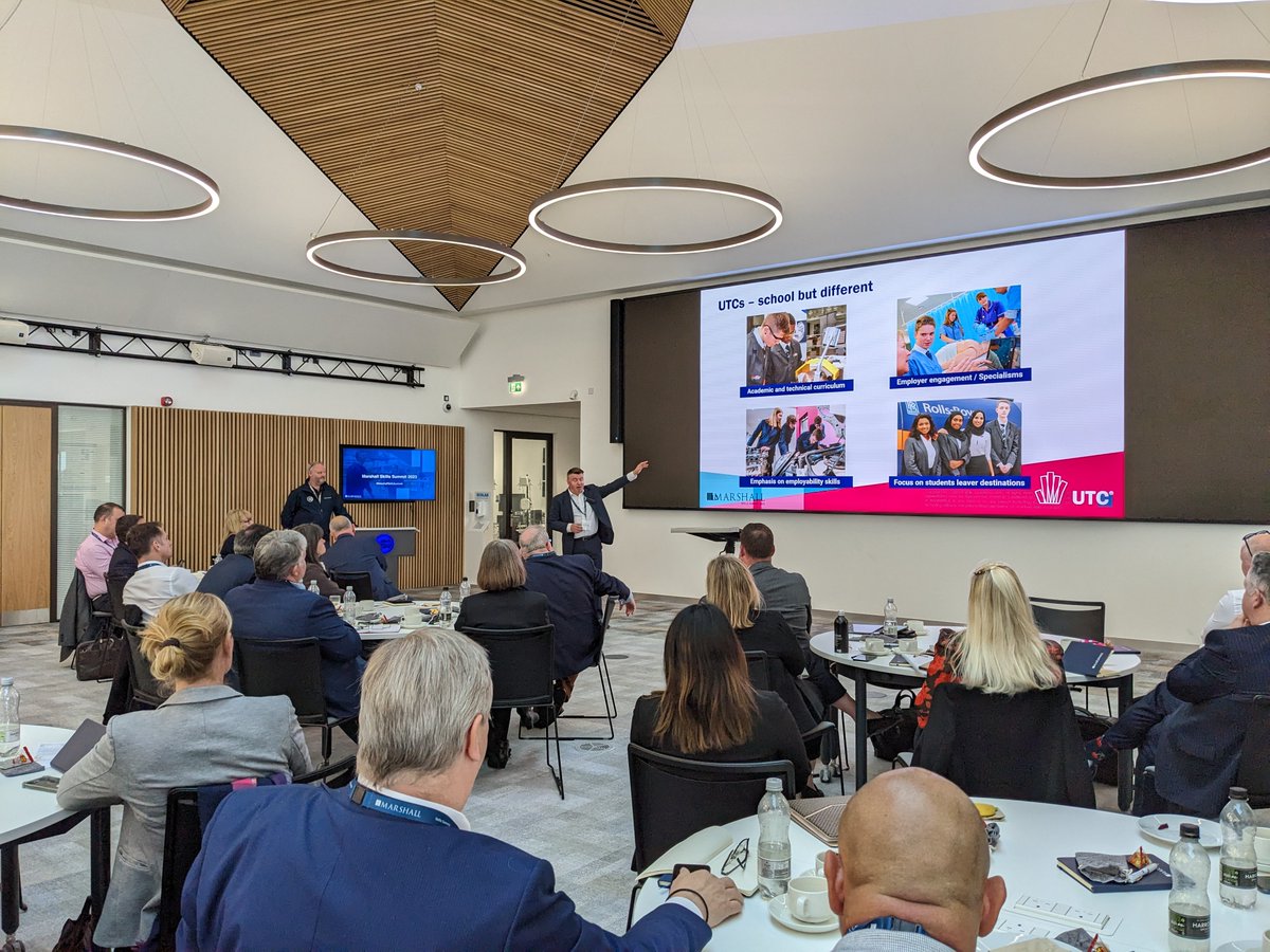 Marshall_Skills's tweet photo. Simon Connell, Chief Executive of the Baker Dearing Trust, speaks at the #MarshallSkillsSummit on the potential of university technical colleges (UTCs) to help provide pathways for young people to enter the aviation and engineering sectors. https://t.co/3ep8cH8Zn7