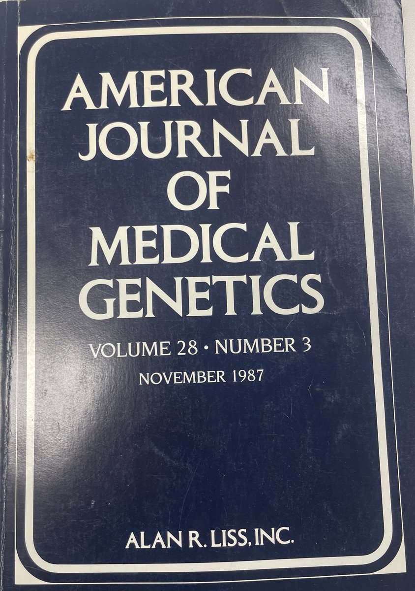 Found this gem in the genetics office at <a href="/SickKidsNews/">The Hospital for Sick Children (SickKids)</a>. The cover font and graphics were pretty rad. Content reflected simpler times with very different unknowns. <a href="/AJMGEditors/">American Journal of Medical Genetics Parts A+C</a>