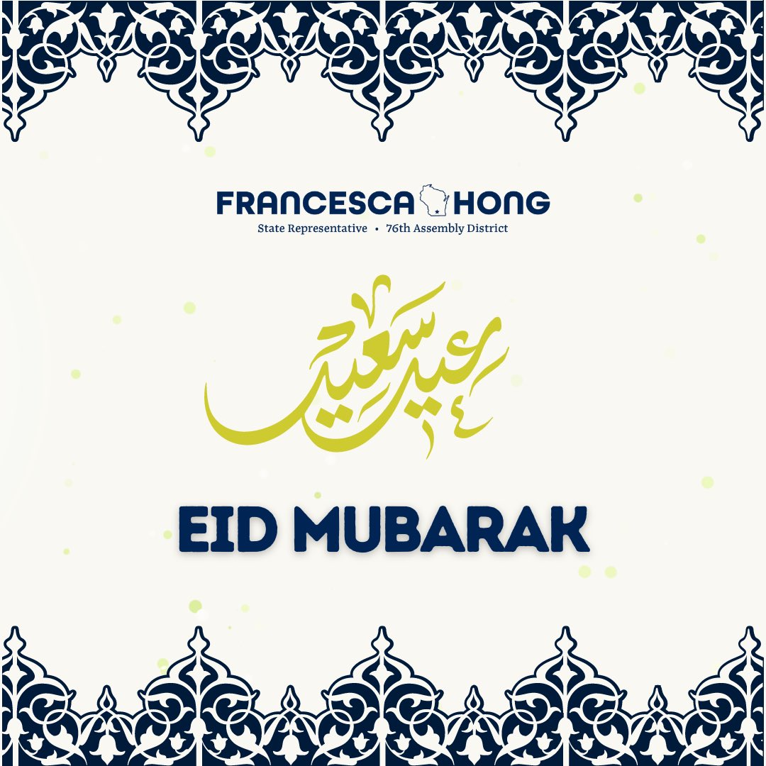 StateRepHong's tweet photo. Wishing all Muslims in the 76th and around the world a joyous and blessed #Eid! May this special day bring you happiness, peace, and good tidings. I hope the month of Ramadan was all you wished it could be. 

Eid Mubarak! 🌙✨ https://t.co/8Xq45Z78il