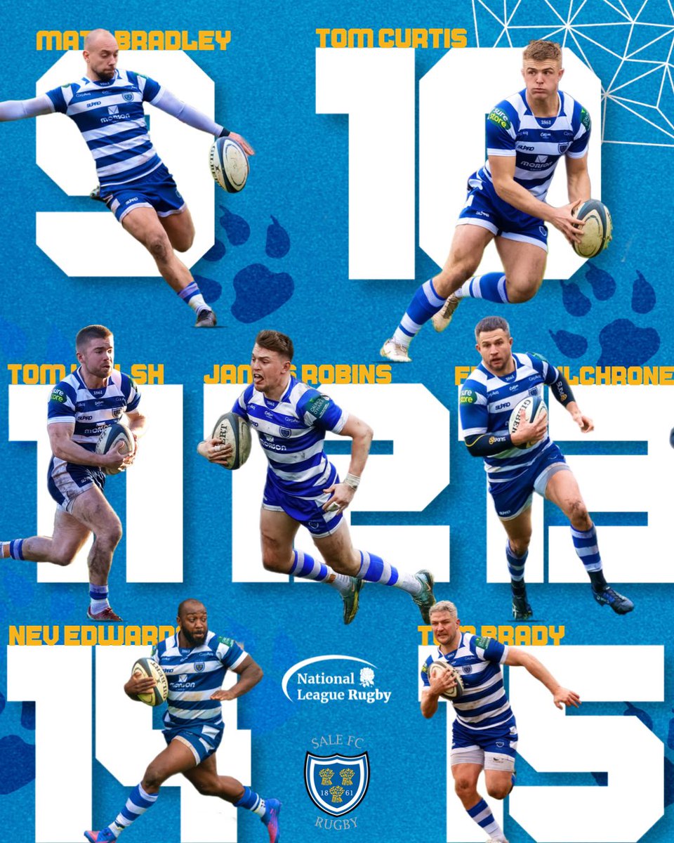 SaleFC's tweet photo. The final game of the 2022/23 season is here! 🥹

It’s @MoseleyRugbyFC coming to the CorpAcq Stadium in @Natleague_rugby 

We need your support!🙌

🔵Back line stays the same as Rosslyn ⚪️Ford &amp; DB returns to start 
🔵Oskar &amp; Stout return to the team

#OneSaleFC 
#TheLastHunt https://t.co/pAz4NIuLy6