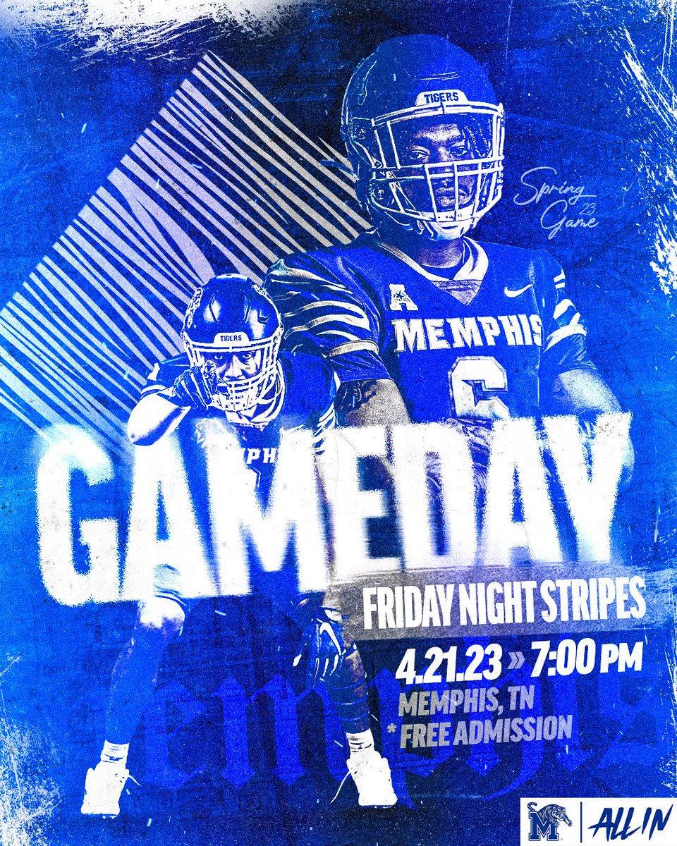 Get Up! It's Gameday!

🏈 | Blue vs Gray
🗓 | Friday, April 21st
⏰ | 7:00PM CST
🗺 | Simmons Bank Liberty Stadium

#ALLIN | #GoTigersGo