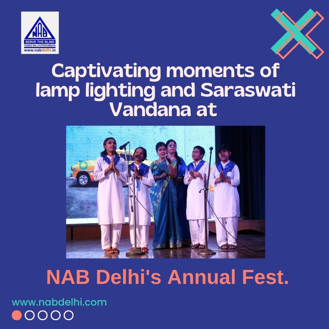nabdelhionline's tweet photo. An auspicious start to a memorable occasion - While our visually impaired students sang Saraswati Vandana, NAB Delhi welcomed our esteemed guests and lighted the lamp of knowledge to guide us through the event #Nabd #annualday #Event #celebration https://t.co/arZaLKqlyK