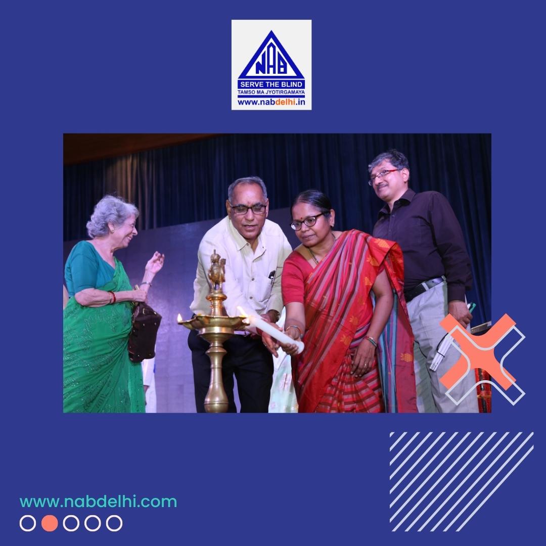 nabdelhionline's tweet photo. An auspicious start to a memorable occasion - While our visually impaired students sang Saraswati Vandana, NAB Delhi welcomed our esteemed guests and lighted the lamp of knowledge to guide us through the event #Nabd #annualday #Event #celebration https://t.co/arZaLKqlyK