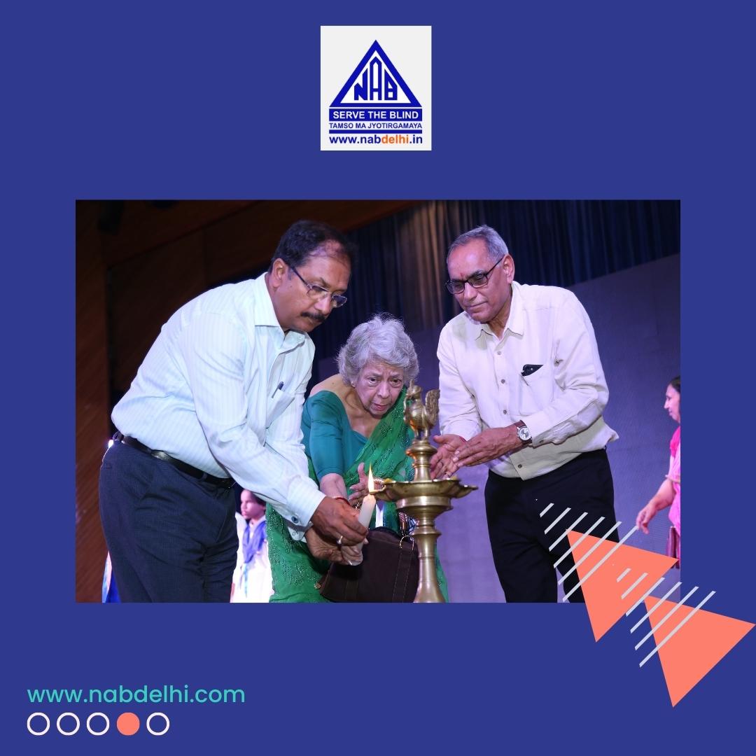 nabdelhionline's tweet photo. An auspicious start to a memorable occasion - While our visually impaired students sang Saraswati Vandana, NAB Delhi welcomed our esteemed guests and lighted the lamp of knowledge to guide us through the event #Nabd #annualday #Event #celebration https://t.co/arZaLKqlyK
