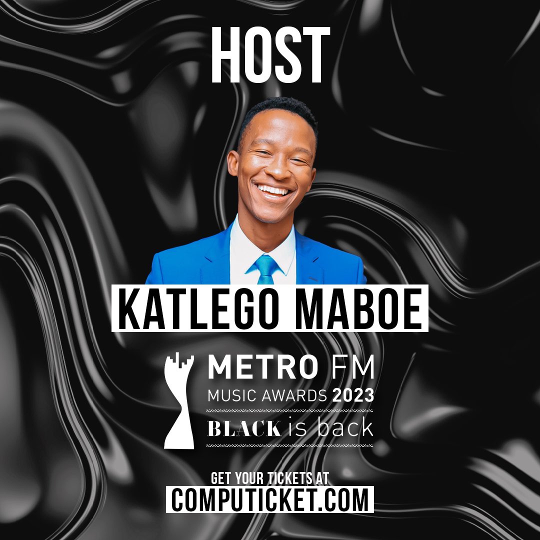 METROFMSA's tweet photo. Introducing your hosts for the highly anticipated METRO FM Music Awards 2023, the dynamic duo @Leratokganyago &amp; @KatlegoMaboe! 

Don't miss out on the biggest music event of the year | 6 May at 18:30. Get your tickets now on Computicket https://t.co/Gsmu9pL8xB #MMA23 #BackIsBlack https://t.co/kvazbmWB5x