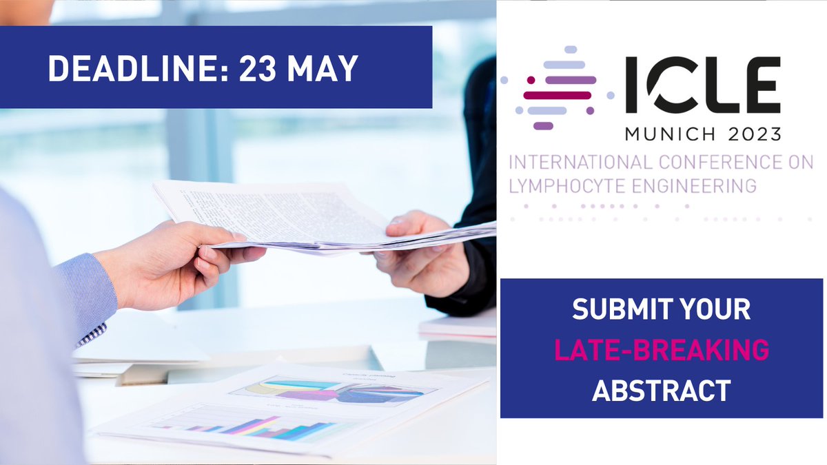 ICLE_lymphocyte's tweet photo. Attention #lymphocyte researchers!❗🔬
Late-breaking abstract submissions for the 4th International #LymphocyteEngineering Conference is now open! Join 120+ fellow researchers and showcase your latest work to the world.➡️ https://t.co/Kji86RWCP5
#research #TCellTherapy #lymphoma https://t.co/g5Oj5lne6I