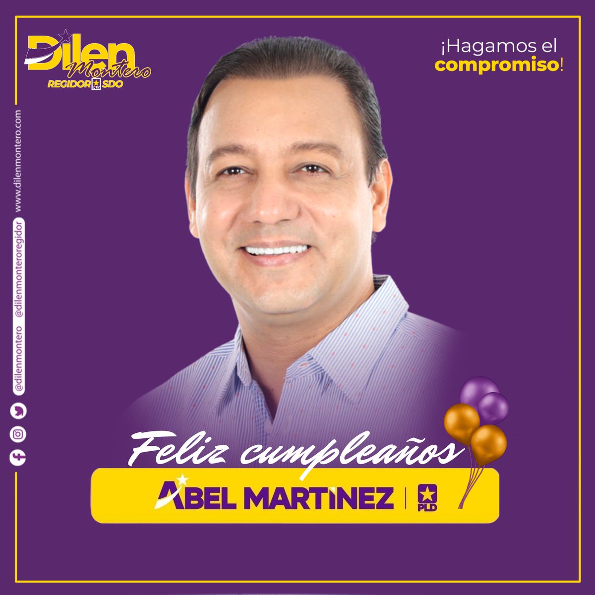 GenteCompromiso's tweet photo. Feliz cumpleaños al próximo Presidente de la República, @AbelMartinezD, que se cumplan los anhelos de su corazón, que sabemos propugna una 🇩🇴 de oportunidades y desarrollo.
Le desea el Proyecto de Desarrollo Municipal #DilenMonteroRegidor
#HagamosElCompromiso
#HBDAbel 🎈 https://t.co/n2RccUWqkY