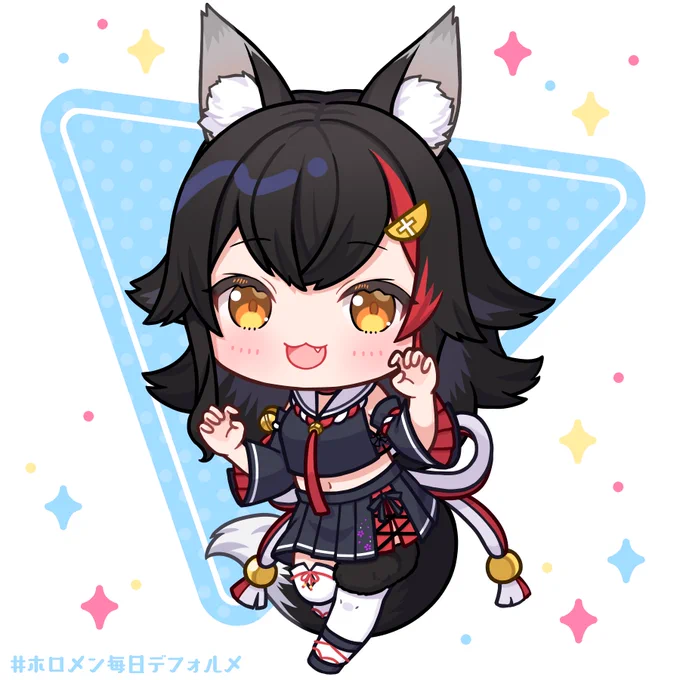 #ホロメン毎日デフォルメ 14日目:大神ミオちゃん#みおーん絵明日はおかゆん!お楽しみに〜!! 