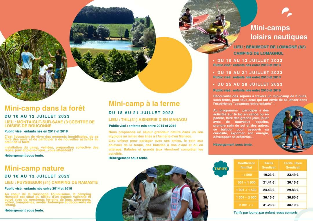 BaseBouconne's tweet photo. [BOUCONNE ANIMATION : MINI-CAMPS &amp; SÉJOURS ÉTÉ]
🌞 🌈 Le programme des séjours jeunesse proposés par le Centre de Loisirs est en ligne ! ⬇️
👨‍🦰👧Les inscriptions sont ouvertes ! 👱🏼‍♂️👱‍♀️👨🏾‍🦱
👟🧢 RDV sur https://t.co/ZuYDh5zQYP pour retrouver les offres et les modalités d'inscription🩴 https://t.co/bqLitWN2AN