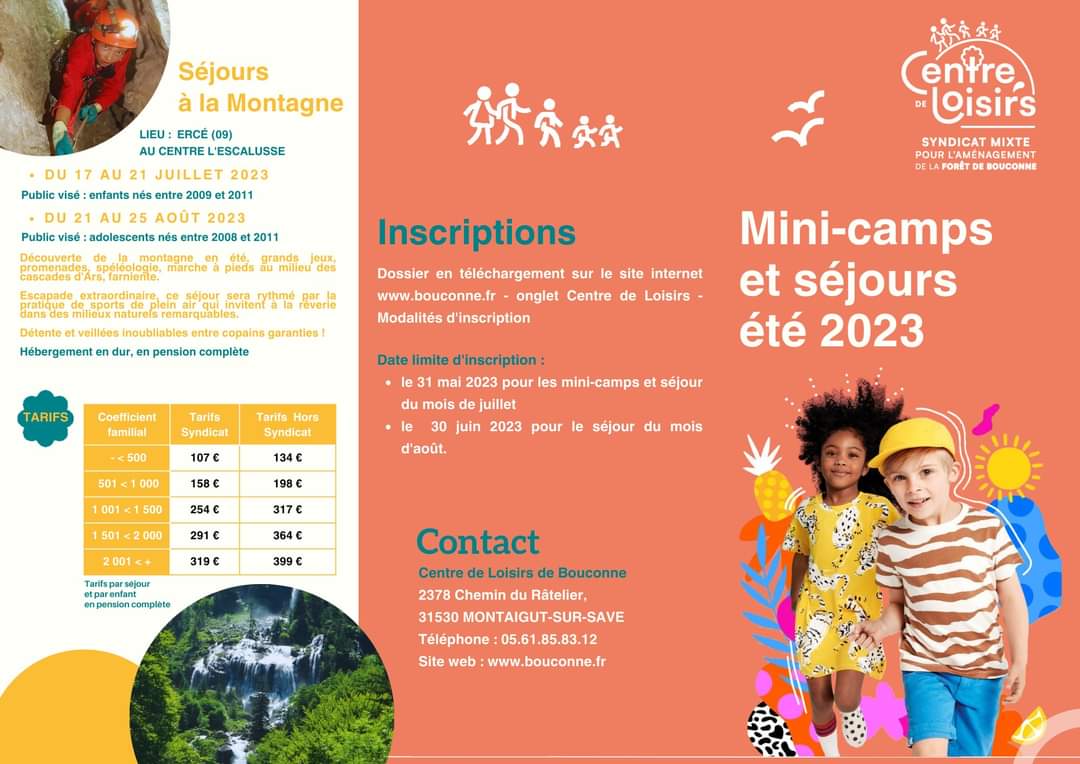 BaseBouconne's tweet photo. [BOUCONNE ANIMATION : MINI-CAMPS &amp; SÉJOURS ÉTÉ]
🌞 🌈 Le programme des séjours jeunesse proposés par le Centre de Loisirs est en ligne ! ⬇️
👨‍🦰👧Les inscriptions sont ouvertes ! 👱🏼‍♂️👱‍♀️👨🏾‍🦱
👟🧢 RDV sur https://t.co/ZuYDh5zQYP pour retrouver les offres et les modalités d'inscription🩴 https://t.co/bqLitWN2AN