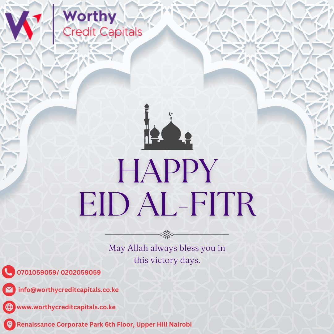 WorthyCCapitals's tweet photo. We wish you a happy Eid Al-Fitr. May it bring you peace, prosperity and tranquillity. 
#eidmubarak
#worthycreditcapitals https://t.co/OcR4ADfoNo