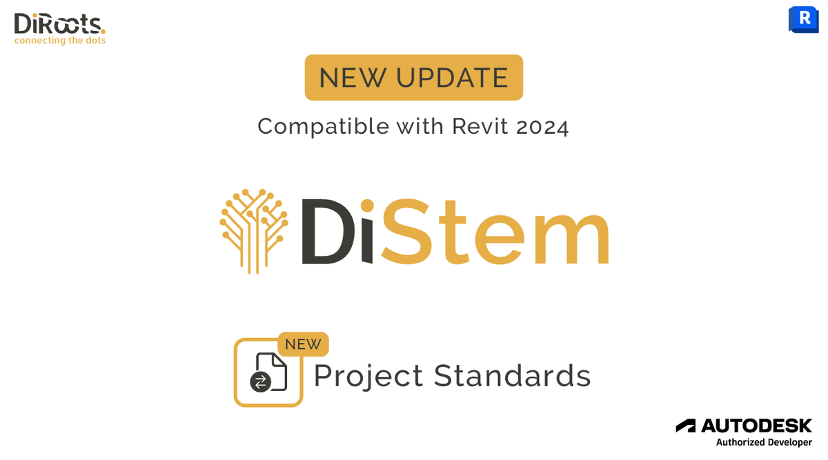 DiRoots17's tweet photo. #DiStem v0.9.6 New Update

✔️ New Features
- Compatible with Revit 2024.
- New Tool: Project Standards – Transfer multiple elements (e.g., Views, Sheets, View Templates, Doors, Windows) from one project to multiple projects in one go.

👇🏻Download
https://t.co/J9cJ5C4NAv

#DiRoots https://t.co/oHyRievnJx