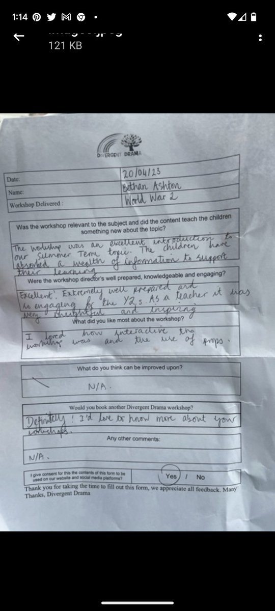 Some lovely feedback! Well done to Year two and thank you so much for having us! #schoolworkshops #learningthroughdrama