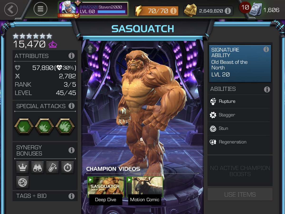 Stevekot20000's tweet photo. 2 new 6* Rank ups &amp; a fun 4* champ! 😎 @kabam @MarvelChampions #kabam #mcoc #LevelUpEvent https://t.co/3JoQWGHn1F
