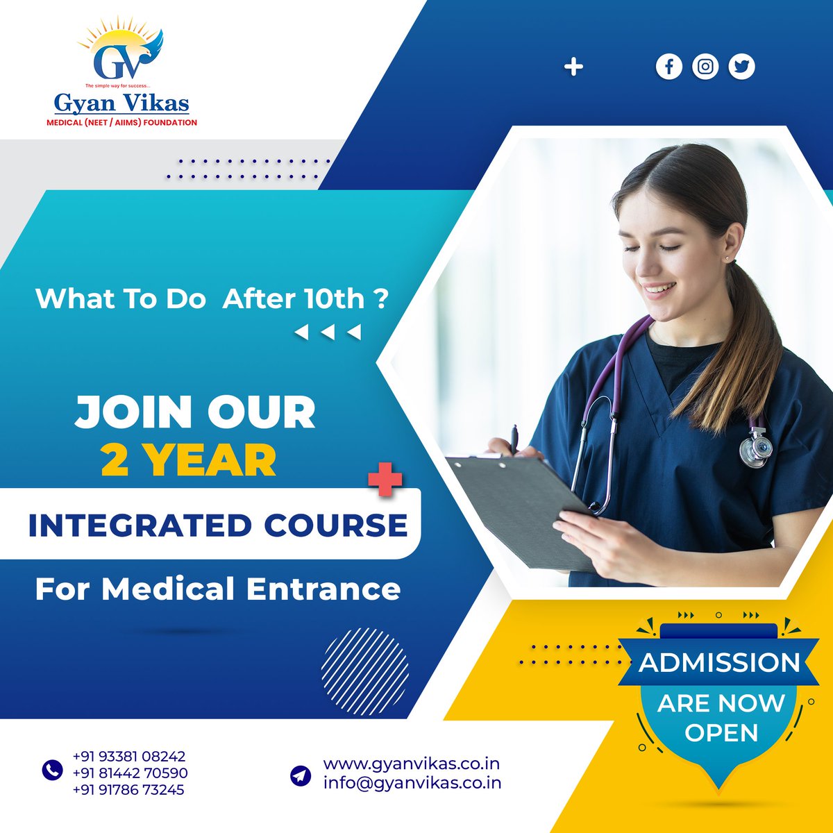 The road to NEET success starts with Gyan Vikas. Enroll in our 2-year integrated program and get the training you need to reach your goals.

Limited Seats Available! Hurry up!

#GyanVikas #Neet #coachingInstitute