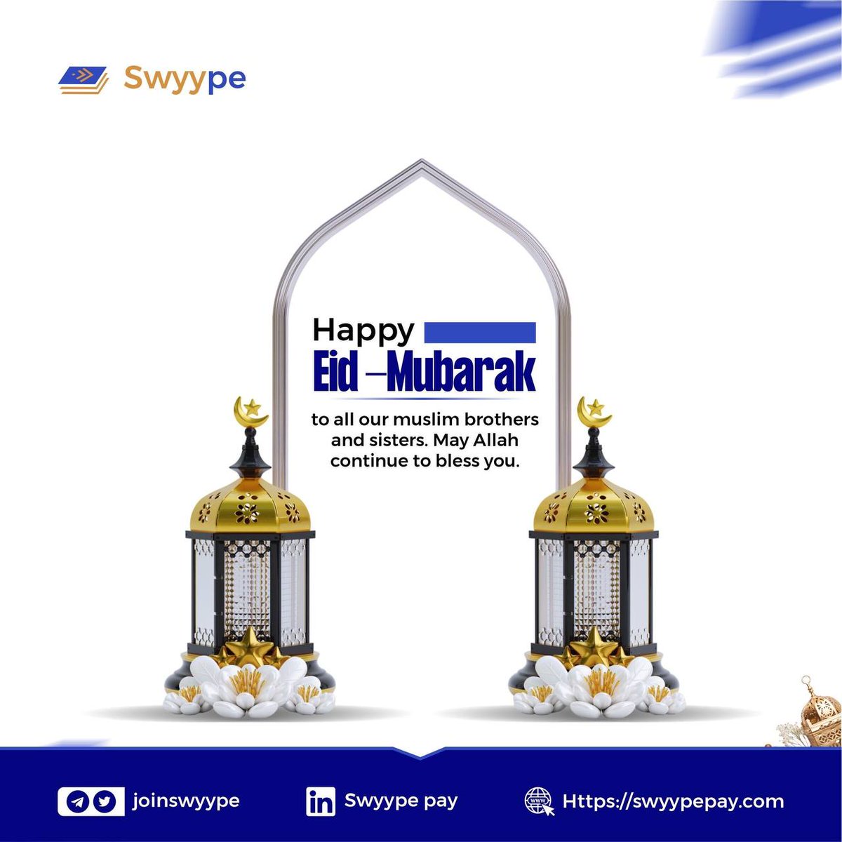 TheOthertobi's tweet image. Eid Mubarak to our Muslim brothers and sisters from @joinswyype team. 

#swyypepay #fintech