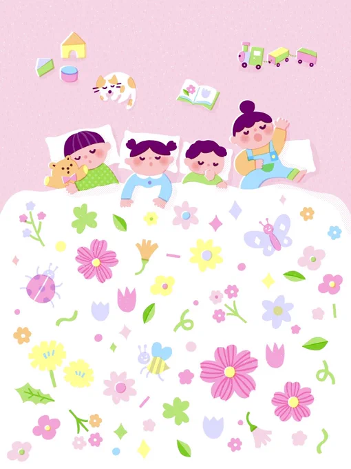 春のおふとんあったかい空気ってなんでこんなに気持ち良いのか〜#あなたのぴんく色の作品を見せてください 