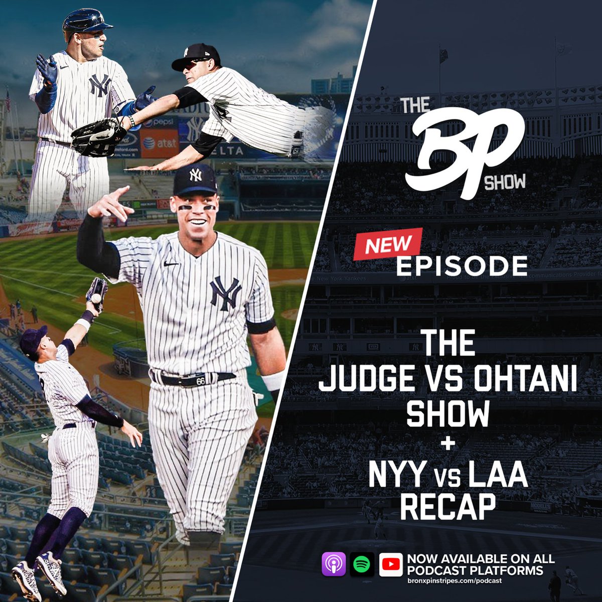 BronxPinstripes's tweet photo. 🚨New @YankeesPodcast!🚨

Did you enjoy the Judge vs Ohtani Show in the Bronx this week? The guys recapped it here! 👏

Listen here!🎧
👉https://t.co/G6zaliQTn6
Watch here!📺
👉https://t.co/r4OLJnoHHk https://t.co/ph6Fwezm5q