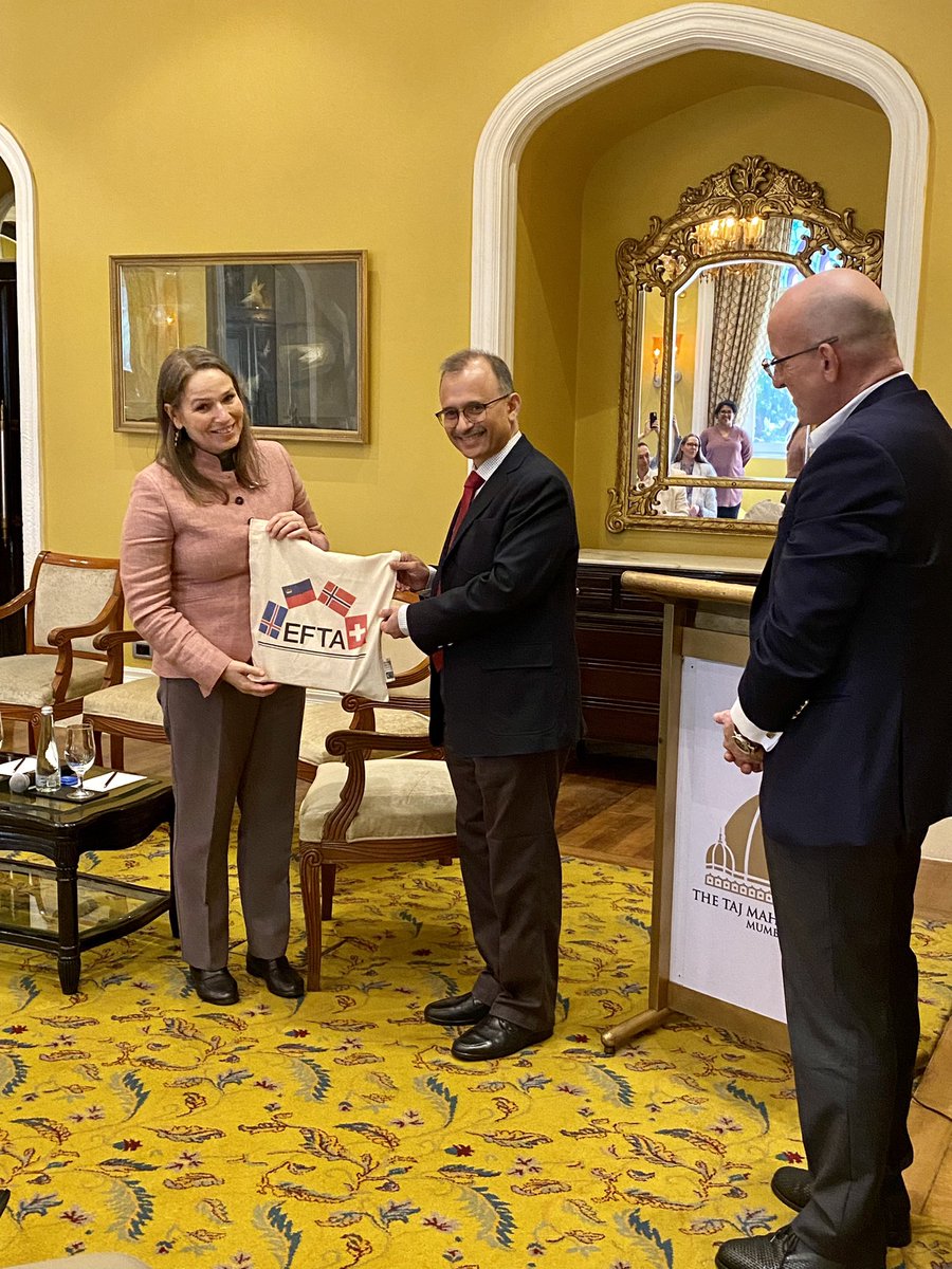 SwissCGMumbai's tweet photo. The #EFTA Parliamentary Committee members from 🇮🇸 🇱🇮 🇳🇴 🇨🇭are in India’s financial capital #Mumbai today to meet &amp; interact with the business stakeholders &amp; discuss shared opportunities of fast blooming #India 🇮🇳
#EFTATrade @EFTAsecretariat https://t.co/lnG70uwXz7
