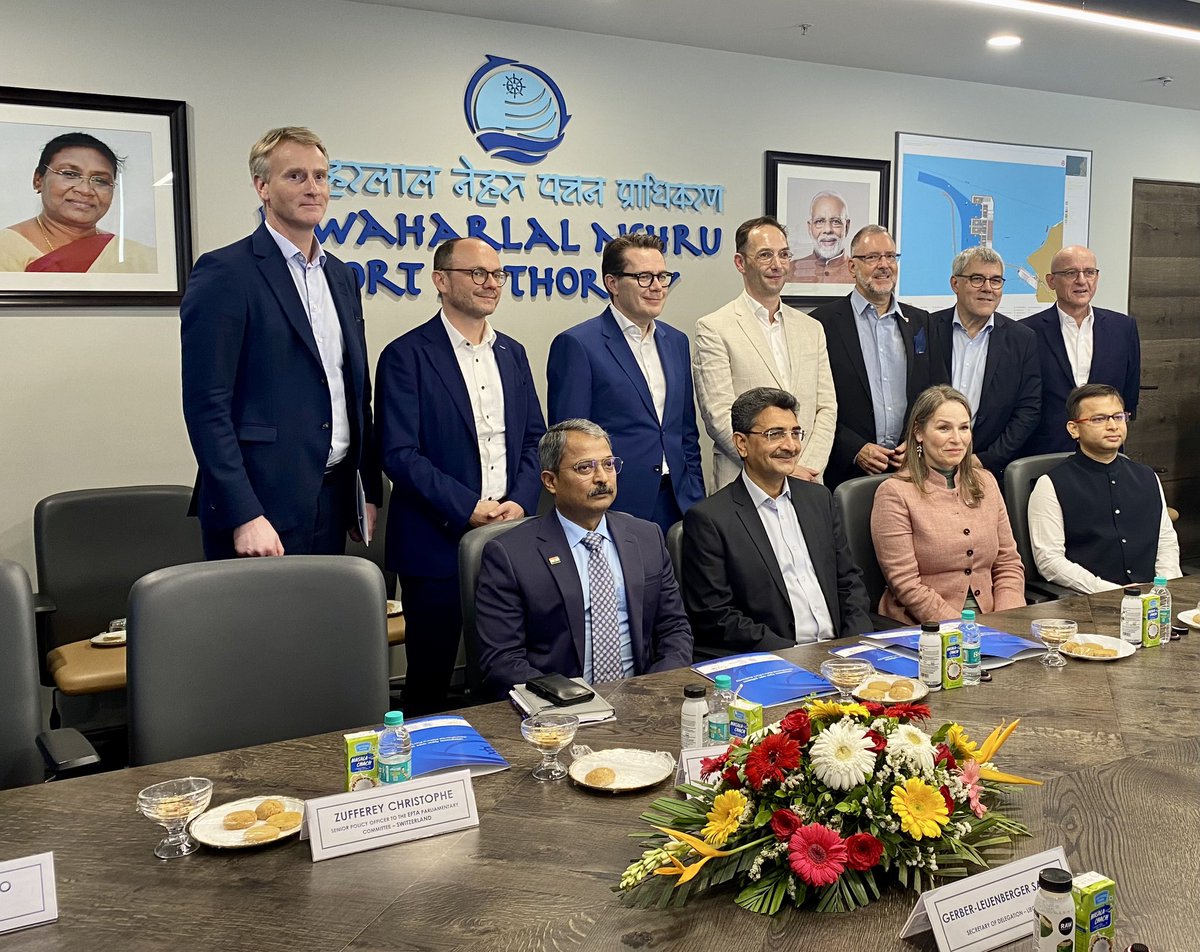 SwissCGMumbai's tweet photo. The #EFTA Parliamentary Committee members from 🇮🇸 🇱🇮 🇳🇴 🇨🇭are in India’s financial capital #Mumbai today to meet &amp; interact with the business stakeholders &amp; discuss shared opportunities of fast blooming #India 🇮🇳
#EFTATrade @EFTAsecretariat https://t.co/lnG70uwXz7