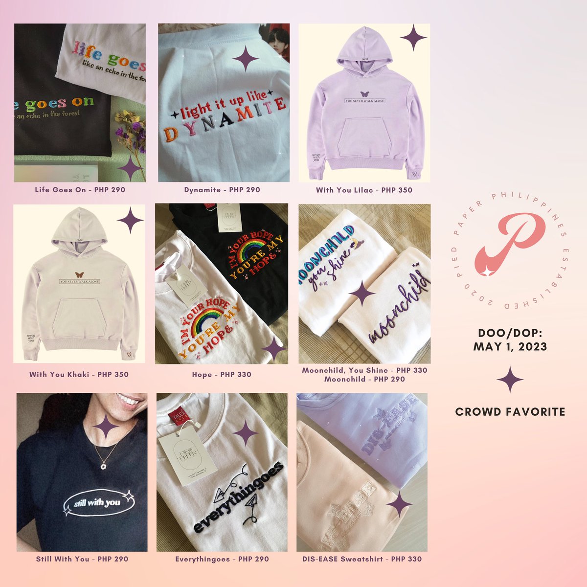 piedpaperph_'s tweet photo. ✧∘* piedpaperph's bts-inspired fanmade merch now open for pre-order!

♡ RT &amp; LIKE + tag a friend - 1 winner of a shirt of your choice 💜

    — DOP: 05/01/23
    — old buyers: less 15 PHP on total
    — w/ freebies!

🛒 shop here: https://t.co/FVIQjWGtQr

help rt <33 https://t.co/LE0GapHNis