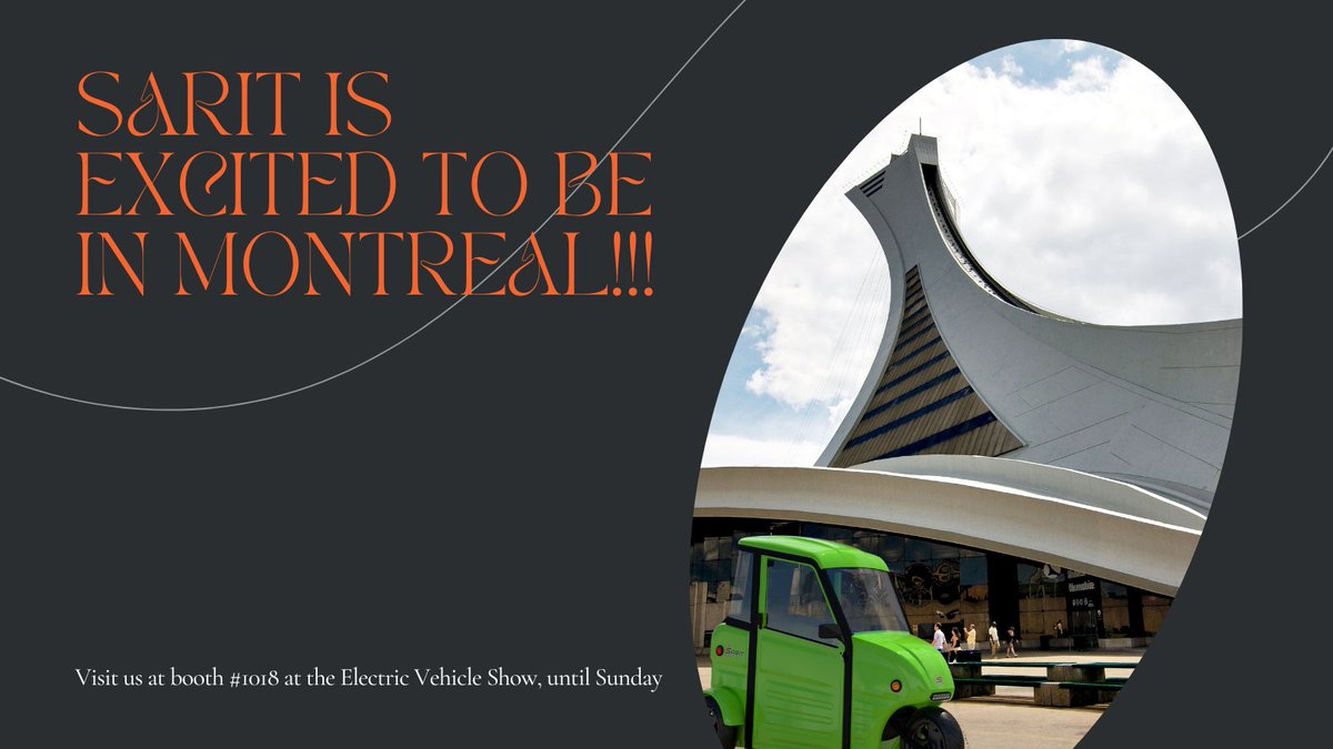 SaritMobility's tweet photo. The Montreal Electric Vehicle Show starts today at the Olympic Stadium. Come see us at booth #1018. #Micromobility #Mobility #Transportation https://t.co/cphWPWlTMH