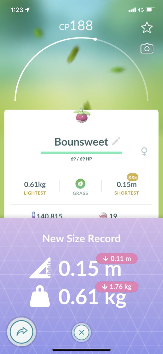 SirHembot's tweet photo. Bounsweet is already one of the smallest Pokémon, but to get a tiny one! #PokemonGO #Pokemon #tinypokemon #tiny https://t.co/NssBRvczwt