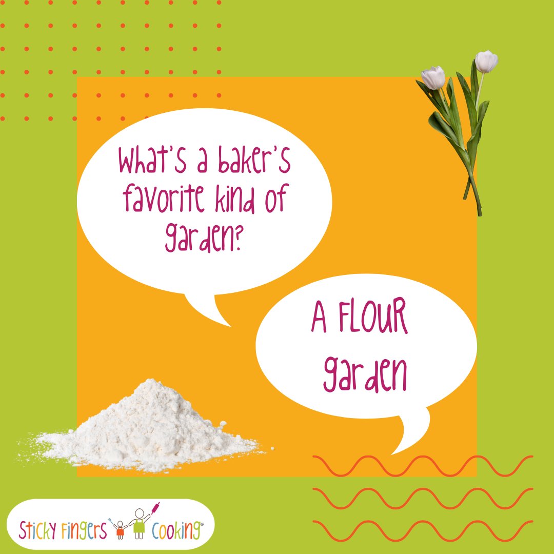 With spring in full bloom, it's time for a good laugh! 

#StickyFingersCooking #KidsCook #KidsCooking #KidsCookingClass #KidsCookingClasses #Jokes #Flour #FlourJokes #Spring #SpringJokes #OnlineCookingClasses #FreeCookingClass #KidChef #KidChefs #KidsInTheKitchen #ChefSkills