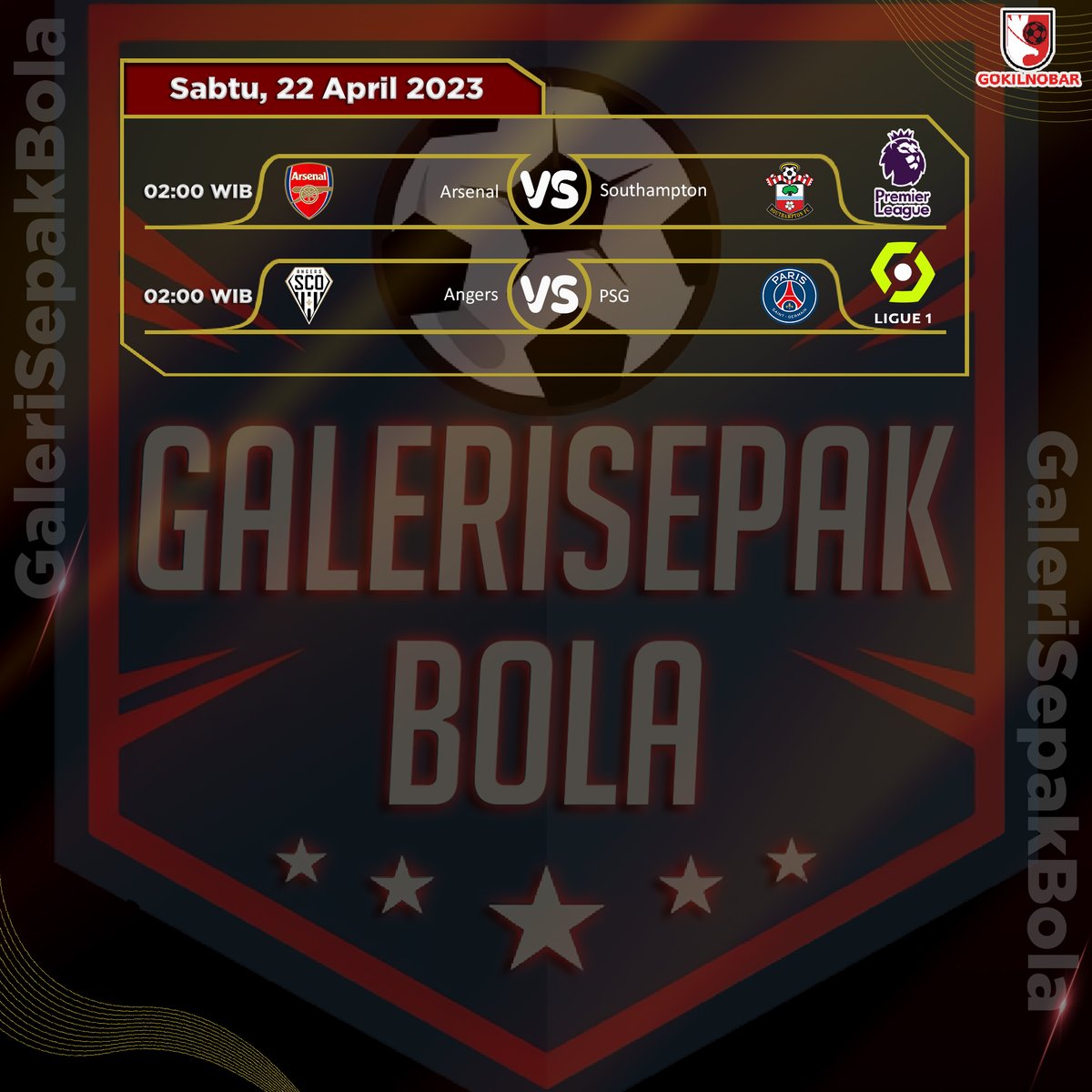 galeri_bola_'s tweet photo. Jadwal Pertandingan Dini Hari Nanti !
Nonton LiveStreaming Hanya Di GOKILNOBAR!!!
Dan tentunya semuanya GRATISSS....
Link Live Ada Di Profile !
#Arsenal #ArsenalFC #arsenalday #arsenalindonesia #southampton #psg #psgfans #psglow #PSGxMESSI #PremierLeague #Ligue1 #LigaPremier https://t.co/HJXNnxMV92